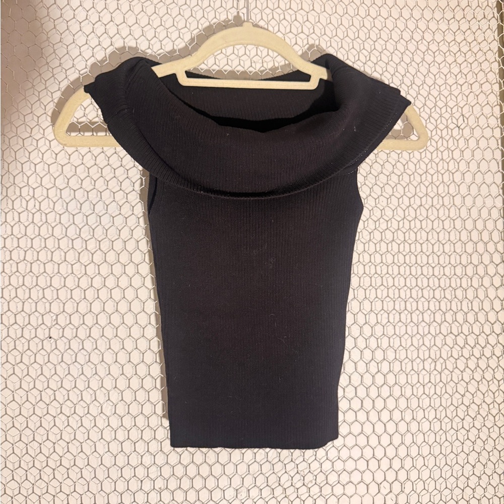 Olivaceous Black Off-Shoulder Top